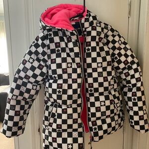 Limited Too Checkered Puffer Jacket with Pink Hood
